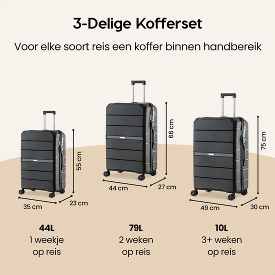 SKYCASES Urban Adventurer - Valise bagage à main - Serrure à chiffres - 44x27x66cm - 44L - Valise de voyage avec serrure de valise - Roues pivotantes - Noir