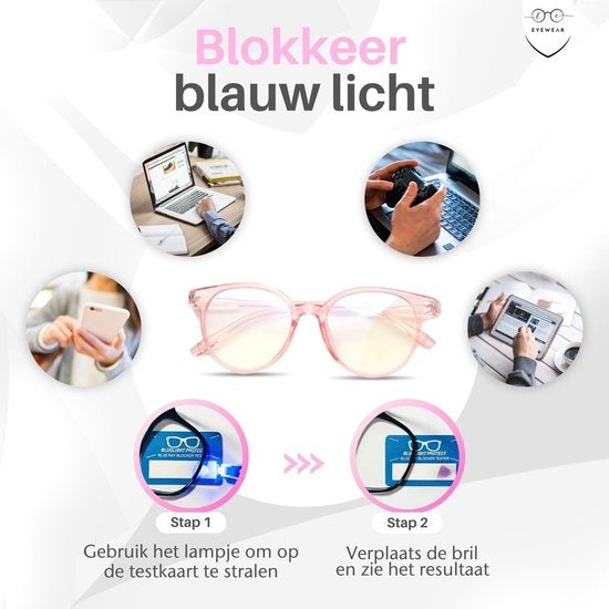 LC Eyewear Lunettes d'ordinateur - Lunettes à lumière bleue - Lunettes d'affichage - Unisexe - Rose transparent