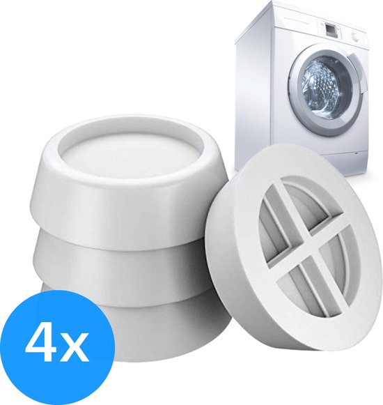 TIKKENS Amortisseurs de vibrations lave-linge/sèche-linge - Lot de 4 pièces - Tapis anti-vibrations - Pieds de sèche-linge - Amortisseur - Anti-vibrations - Caoutchouc antidérapant - Blanc