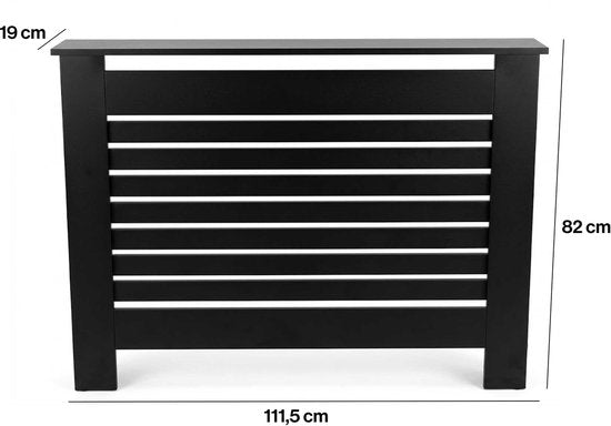 VDD - Habillage de radiateur - Décoration de chauffage - Noir - 111,5 x 19 x 82 cm