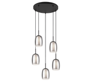 Trio Select Lampe suspendue Barret - Noir mat avec verre fumé - Ø48 cm - réglable jusqu'à 150 cm