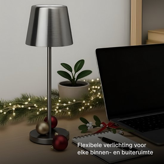 Brilliant Xaana - Lampe de table rechargeable - Intérieur et extérieur - LED 4 W 3 000 K-6 000 K - Variateur à 3 niveaux - IP44 - Argent