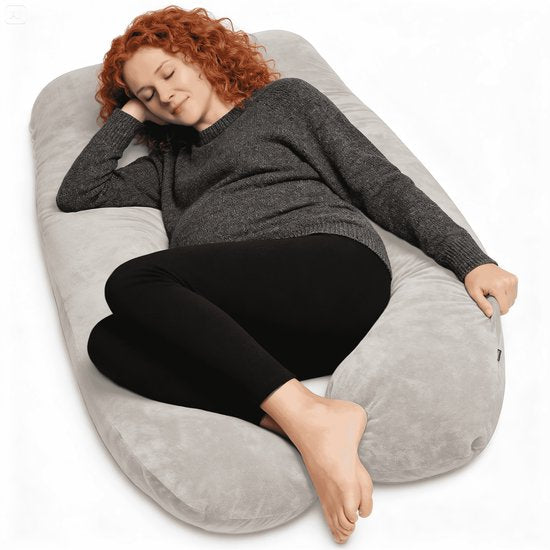 Oreiller de grossesse Earkings pour dormir sur le côté - Gris clair - 140 x 80 cm