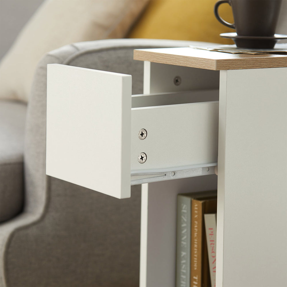 Table de chevet - SoBuy - 1 tiroir + espace ouvert - 20x35x60 - Blanc
