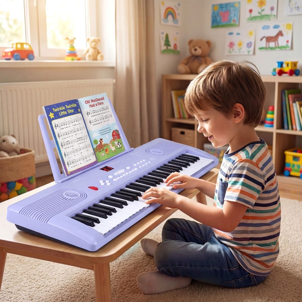 Piano numérique Coast à 61 touches - Avec support, micro et housse de transport - Violet