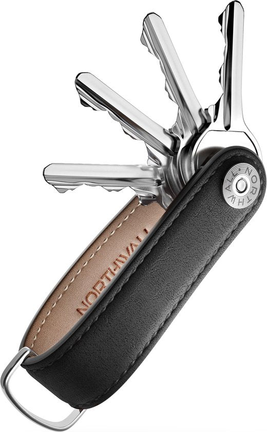 Northwall Porte-clés / Organisateur de clés - 100% cuir véritable - Organisateur de clés Porte-clés - 2 à 7 clés (noir)
