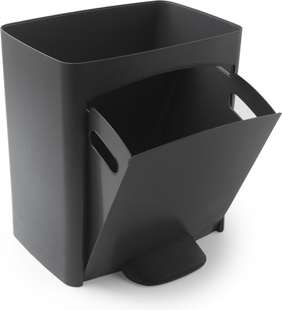 Poubelle de recyclage Sp Berner - poubelle - 2 ou 3 compartiments - plastique 100 % recyclé - gris