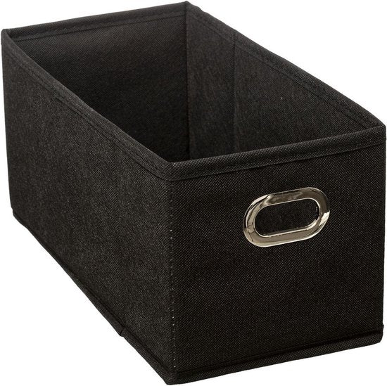 Panier de rangement 5Five / panier pour armoire - noir - lin - 7 litres - 31 x 15 x 15 cm - Boîte de rangement - Paniers pour armoires à compartiments