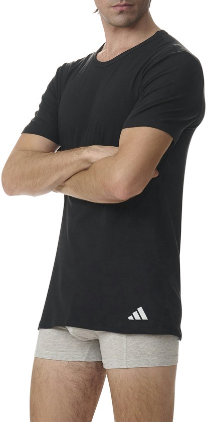 T-shirt à col rond adidas Sportswear, lot de 2 - Active Flex Cotton - Sous-vêtements pour hommes - 2 x noir