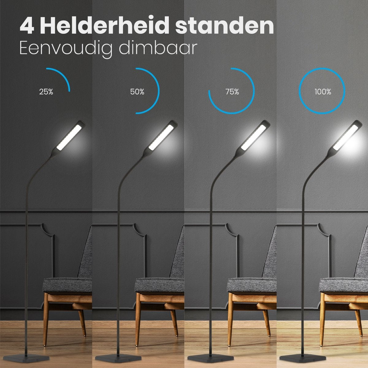 Auronic Floor Lamp - Lampadaire LED - Adapté au salon - Dimmable - Noir