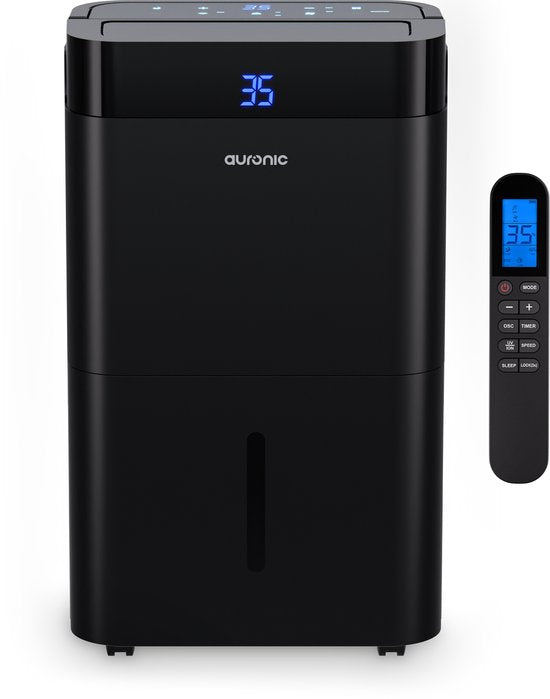 Déshumidificateur et purificateur d'air Auronic - Better Plus Series - Déshumidifie 12L par jour - Réservoir d'eau de 5L - Chambre à coucher, salle de bain, salon et bureau - Dévoreur d'humidité pour la maison - Noir