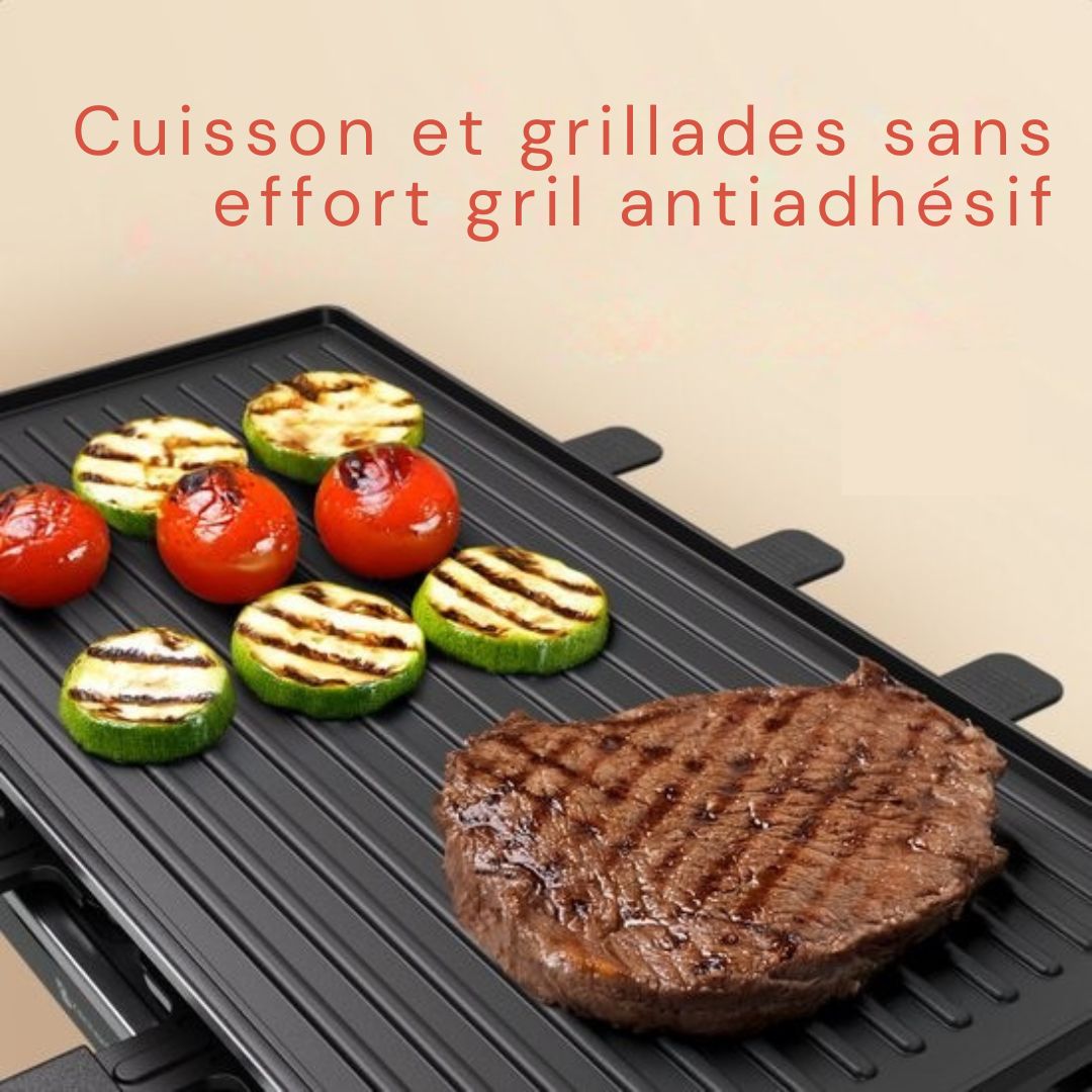 Assiette Gourmet 8 personnes KitchenBrothers - Set avec casseroles et spatules - 46,5 x 23 cm - 1500W - Noir