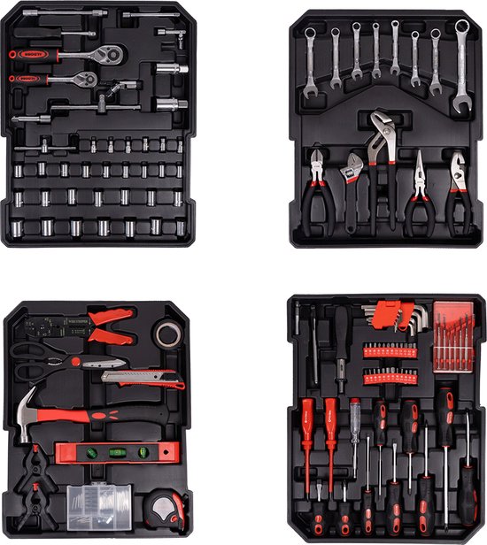 ALDORR Tools - 152 - Jeu d'outils en coffret - Boîte à outils - Coffret d'outils complet - Trousse à outils - Jeu de tournevis - Aluminium - Outils à main - Outils de base - Avec clé dynamométrique à cliquet - Cadeau pour homme - Cadeau de pendaison de cr