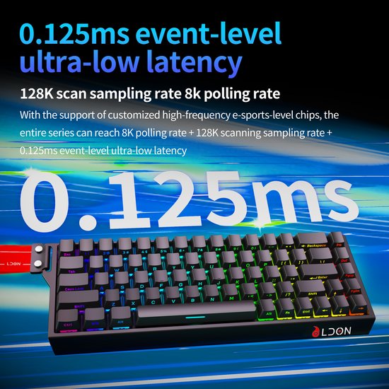 Mide68 - Clavier gaming filaire à 65 % - Clavier à rétroéclairage RGB - Clavier mécanique à déclenchement rapide à effet Hall - Hot Swap - 8 kHz - Temps de réponse de 0,01 mm - 0,125 ms - Touches imprimées sur le côté - 68 touches - Meilleur rapport quali