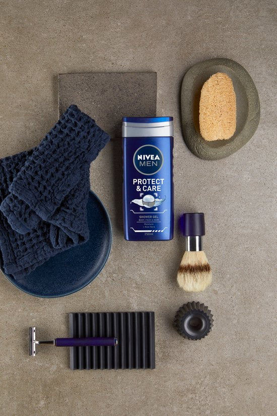 NIVEA MEN Protect & Care Gel Douche - Gel Douche 3 en 1 avec Aloe Vera - Shampooing - 500ml