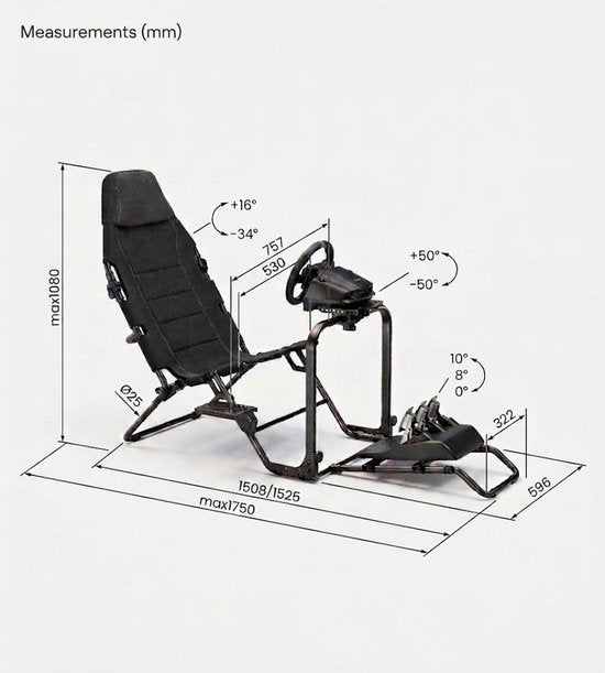 VDD Gaming - Cockpit de simulation de course pliable - Sim-racer - Cockpit de course - Pliable - Noir