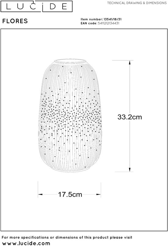 Lucide FLORES - Lampe de table - Ø 17,5 cm - 1xE14 - Blanc - Japandi