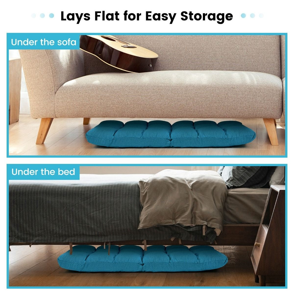 Chaise de sol Coast avec chaise longue arrière en corail 105 x 56 x 15 cm turquoise