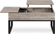 Table basse Yaheetech à plateau relevable avec espace de rangement dissimulé - 105 x 50 x 61 cm - Gris