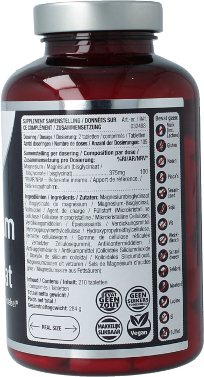 Lucovitaal Magnésium Bisglycinate 375mg - 210 Comprimés - Supplément nutritionnel - Magnésium - Energie, Système Nerveux & Fatigue