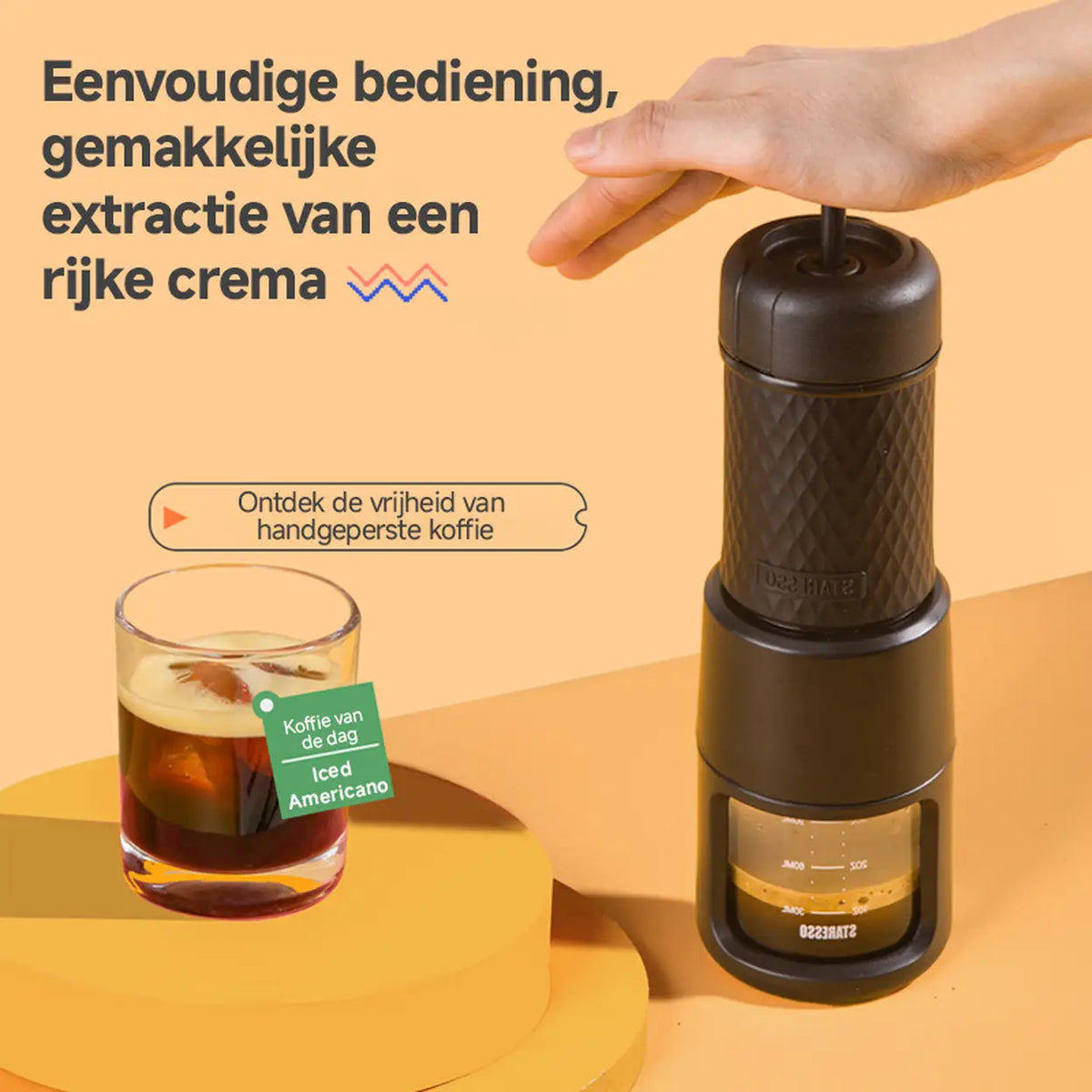 Machine à expresso manuelle portable STARESSO - capsules et café moulu