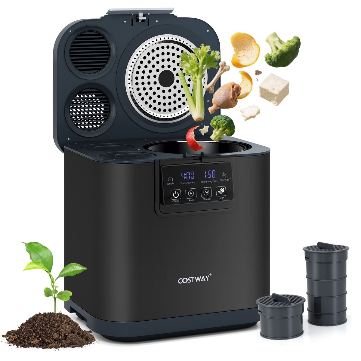 Composteur électrique Coast - Capacité de 4 litres - Autonettoyant - Noir