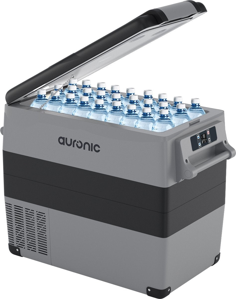 Glacière électrique à compresseur Auronic - 49.5L - Chargeur voiture 12V Prise de courant 230V - Gris
