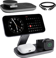 Chargeur sans fil Nuvance - 3 en 1 - 15 W - Station de recharge - Chargeur rapide - Chargeur sans fil - Compatible avec l'Apple Watch et les écouteurs Apple