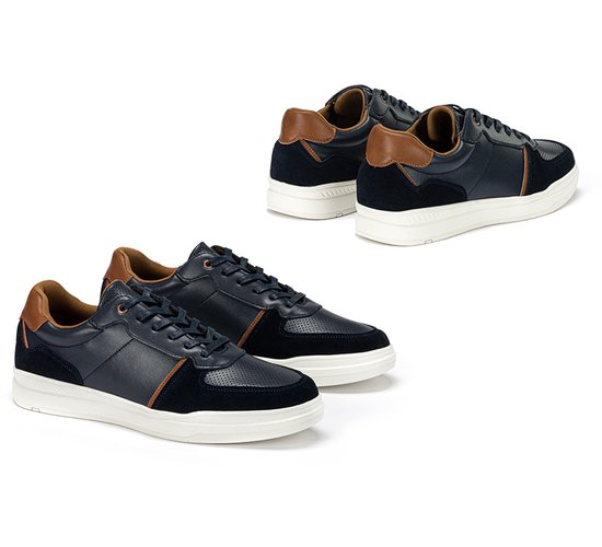Milanoro - Baskets élégantes en cuir pour homme - Bleu marine - Taille 46