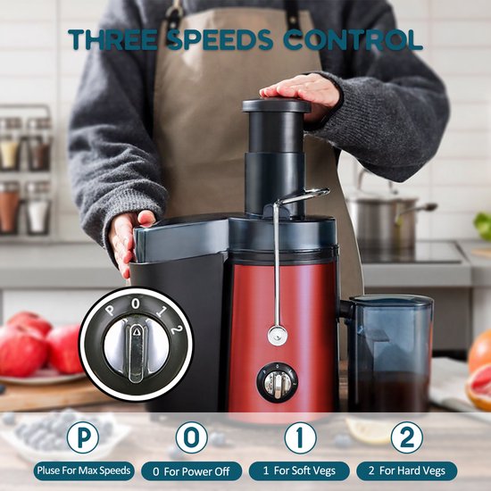 Centrifugeuse rapide Fuegobird L811 - Power Juicer - Acier inoxydable - 400 watts - Rouge