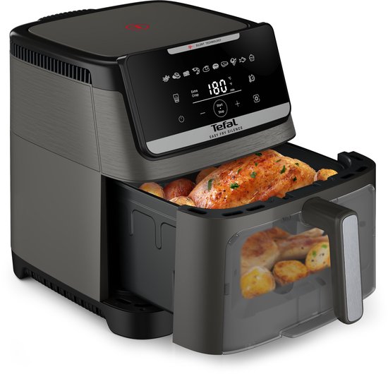 Tefal Easy Fry Silence XXL EY846H - Friteuse à air chaud silencieuse XXL 7 L - 1 700 W - 43 dB - 10 programmes - 55 % plus rapide - Pour 8 personnes