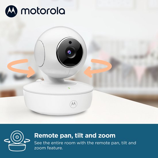 Babyphone Motorola Nursery avec caméra - Baby Monitor VM 55 - Caméra pour bébé avec écran couleur, communication bidirectionnelle et vision nocturne infrarouge - Portée de 300 m - Zoom, inclinaison et rotation