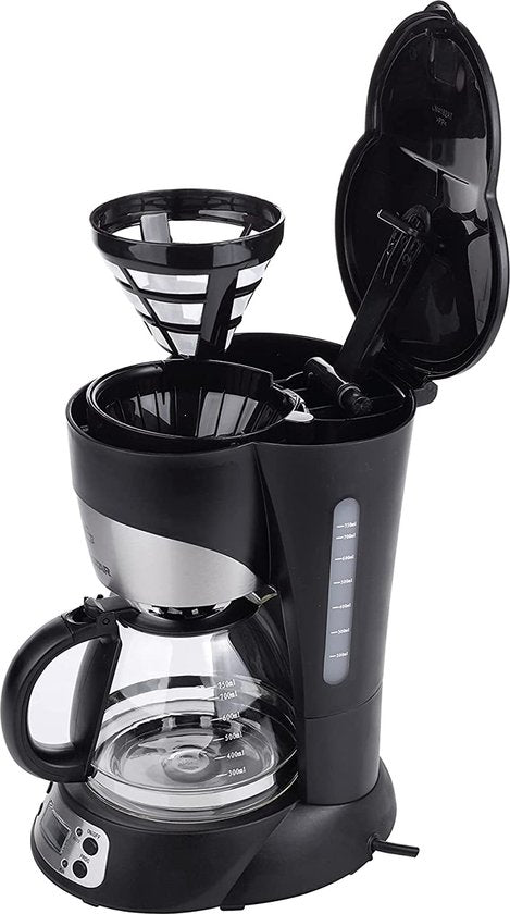 Cafetière Tristar CM-1235 - Cafetière à filtre 750 ml - Adaptée au camping - Fonctions numériques et minuterie - Pichet en verre, filtre à café amovible - 7 tasses - Noir