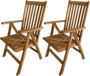Chaises de jardin réglables AXI Nuria en teck – Chaises de jardin pliantes en bois – 5 positions – Lot de 2 – 100 % teck – Capacité de charge de 180 kg – Jardin, terrasse ou balcon