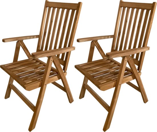 Chaises de jardin réglables AXI Nuria en teck – Chaises de jardin pliantes en bois – 5 positions – Lot de 2 – 100 % teck – Capacité de charge de 180 kg – Jardin, terrasse ou balcon