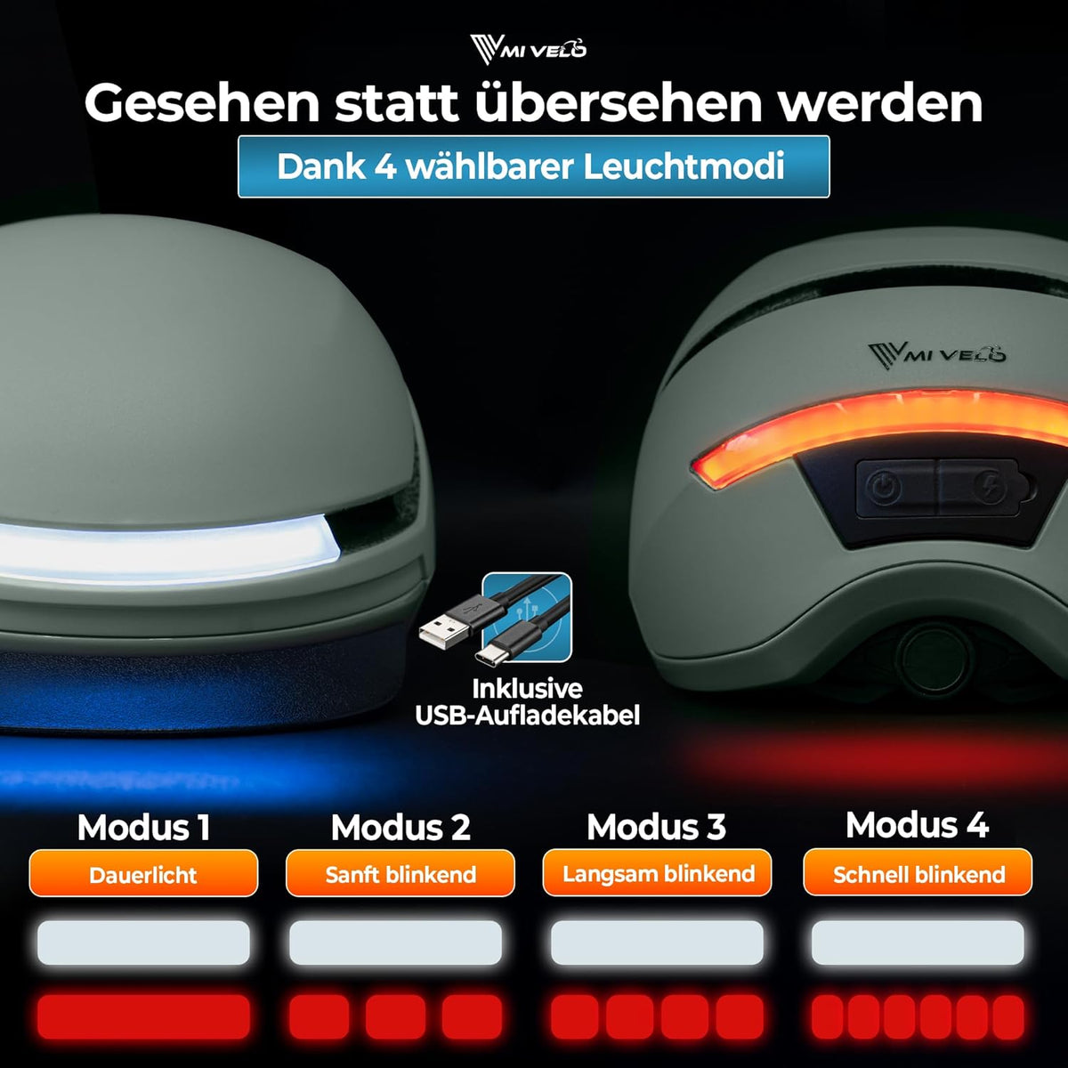 Mivelo Casque de vélo unisexe NOVA - Avec lumière - Certifié NTA jusqu'à 45km/h - Menthe - Taille M (54-58 cm)