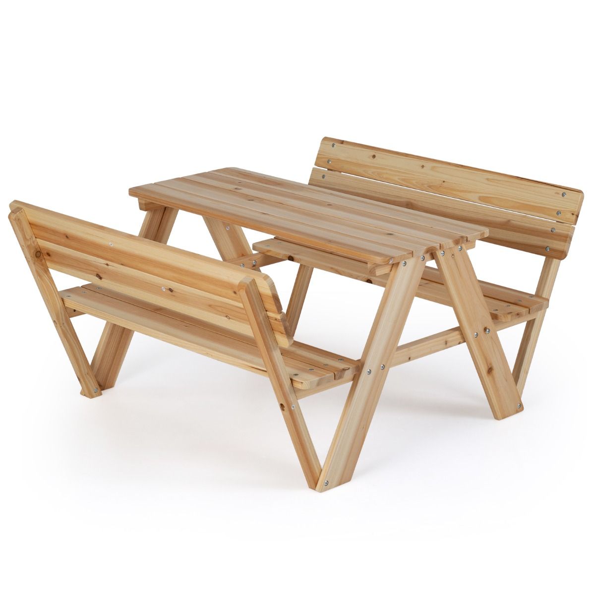 Table de pique-nique pour enfants Coast - ensemble de table et bancs en bois pour tout-petits - avec dossier - couleur naturelle