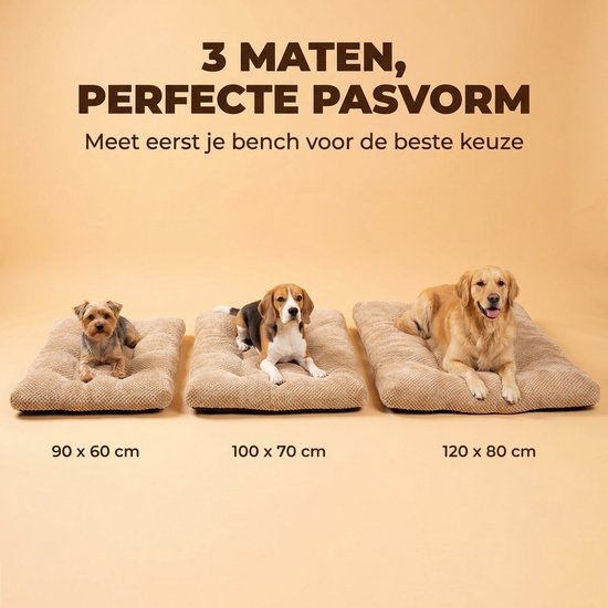 Coussin pour chien 100 x 70 cm - Coussin pour panier XXL - Lit pour chien marron - Grand coussin pour animaux - Tapis de luxe pour chien