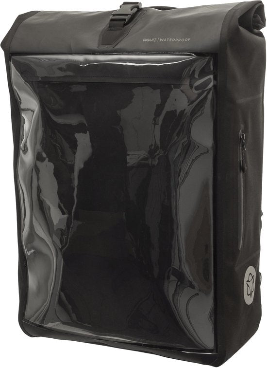 AGU Shelter - Sac à dos de coursier - Sac à dos pour coursier à vélo - 40 L - 100 % imperméable - Bandes réfléchissantes 3M - Compartiment pour ordinateur portable 14 pouces - Noir