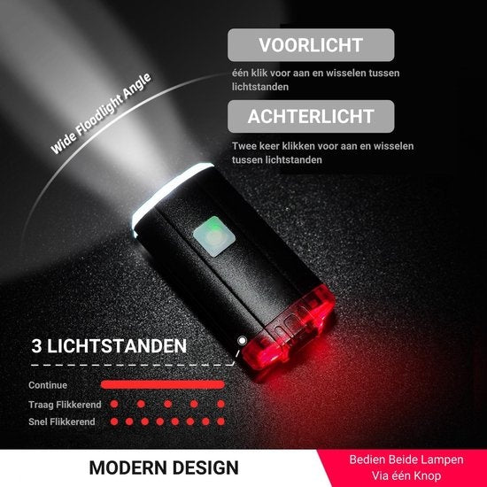 Lampe de vélo LED pour casque - Lampe avant et arrière pour casque - rechargeable par USB, lampe de vélo étanche, noire