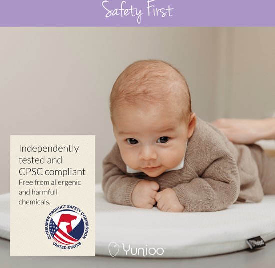 Yunioo - Matelas à langer pliable | Matelas à langer | Matelas universel pour panier à langer, panier mosaïque, landau et lit d'enfant | avec housse ultra-douce, déperlante et amovible | soutient une bonne cause | 79 x 41 x 3 cm