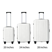 Ensemble de valises Ochama 3 pièces - 20, 24 et 28 pouces - Coque rigide en PP - Roulettes pivotantes en TPE - Serrure à combinaison - Blanc/Crème