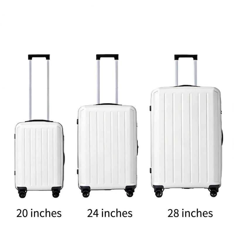 Ensemble de valises Ochama 3 pièces - 20, 24 et 28 pouces - Coque rigide en PP - Roulettes pivotantes en TPE - Serrure à combinaison - Blanc/Crème