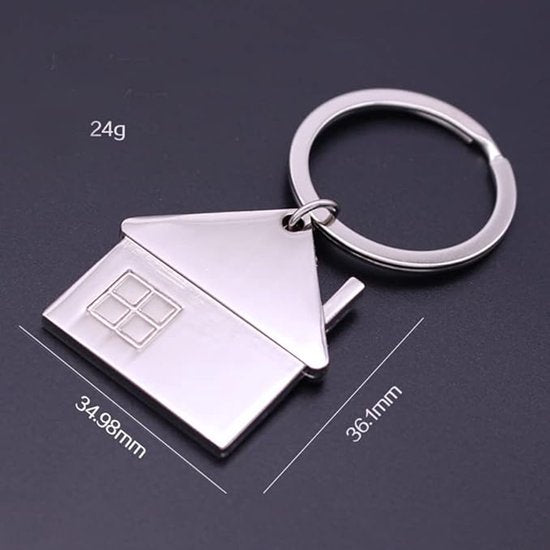 Porte-clés avec chaîne - 100 anneaux fendus pour porte-clés en acier inoxydable - Ensemble d'anneaux fendus pour pendentifs de clés - 25 mm - 100 pièces - Comprend un anneau de clé avec une maison