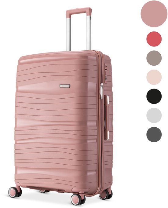 SC Travelin' Charm Hand Luggage Suitcase - 40L - Numerical Lock - 35x21x54 cm - Lightweight & Durable - Includes Free Pouch - Pink V2