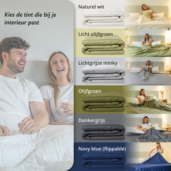 Housse pour la couverture d'aggravation d'Ella 135 x 200 CM - 7 KG & 9 KG - Housse en 100% coton biologique - Vert olive clair
