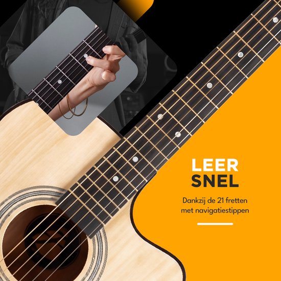 Guitare acoustique Finesse - avec cours vidéo - 4/4 40" - Guitare western - Guitare pour enfants et adultes - Naturel