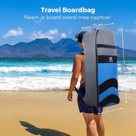 LifeGoods SUP Board - avec siège - Inflatable Paddle Board - Set complet - Max. 135KG - 320x81cm - Bleu