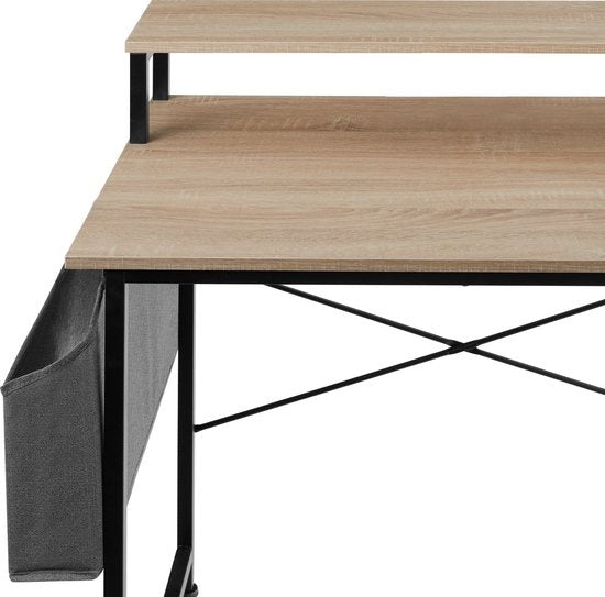 tectake® - Everett desk - largeur 80 cm - table d'ordinateur - avec étagère et organiseur - brun clair - 404663
