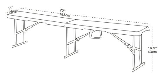 Banc de brasserie pliable AXI Elba – Blanc – 183 cm – Pliable – Avec poignées – Idéal pour les déplacements – Structure en acier et plastique HDPE – Jusqu'à 320 kg – Portable et peu encombrant